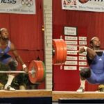 American Weightlifter Oscar Chaplin III snatching and clean-and-jerking at 2004 Olympic trials